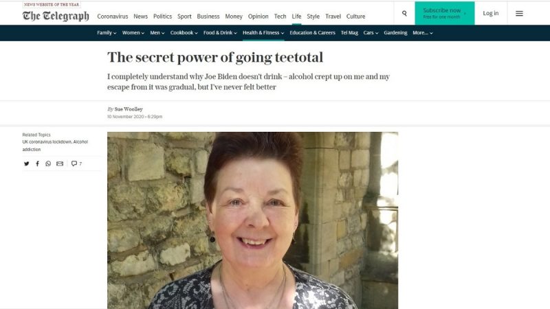 Rev Sue Woolley article on Teetotal - Daily Telegraph